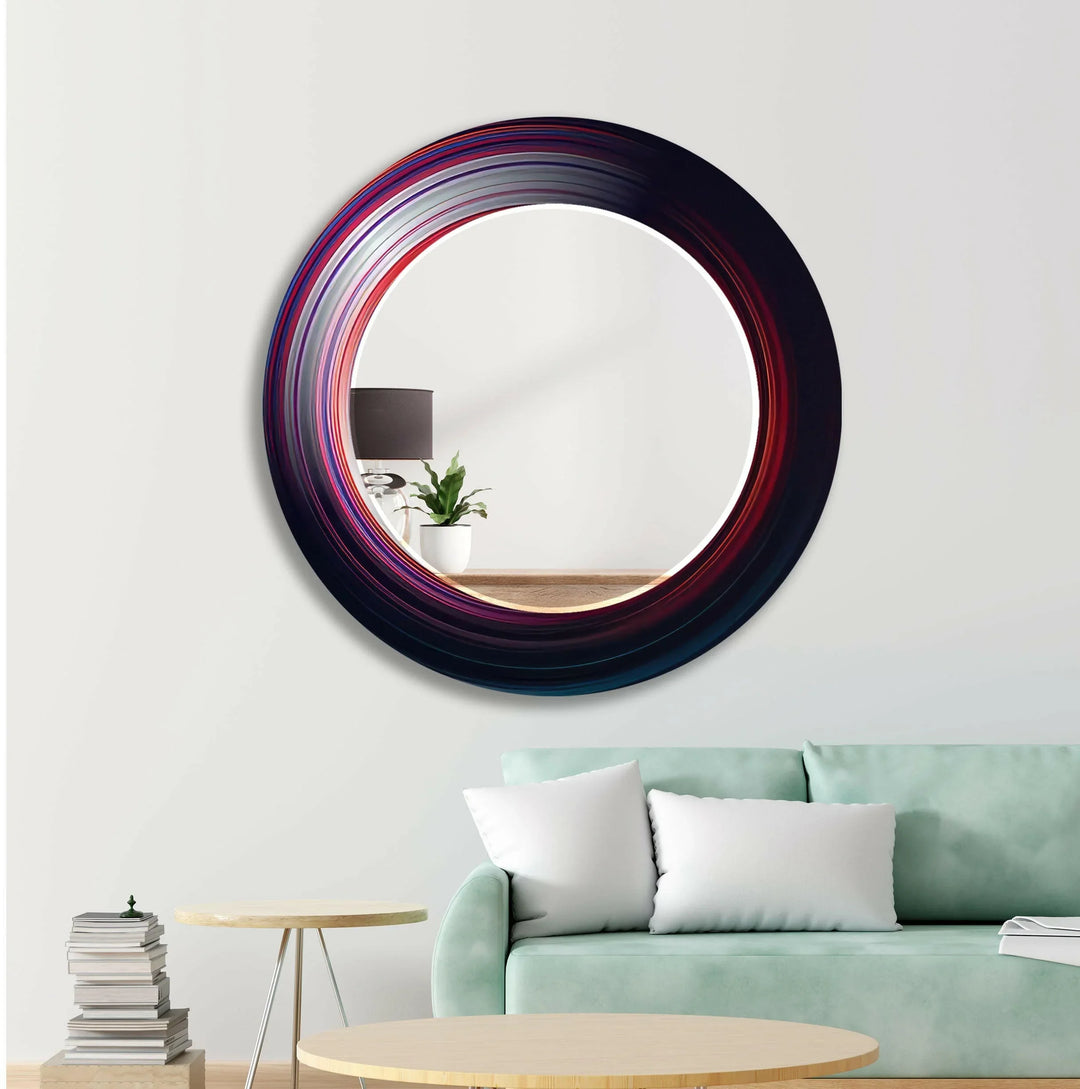 Red Silver Round Wall Mirror biggest wall mirror