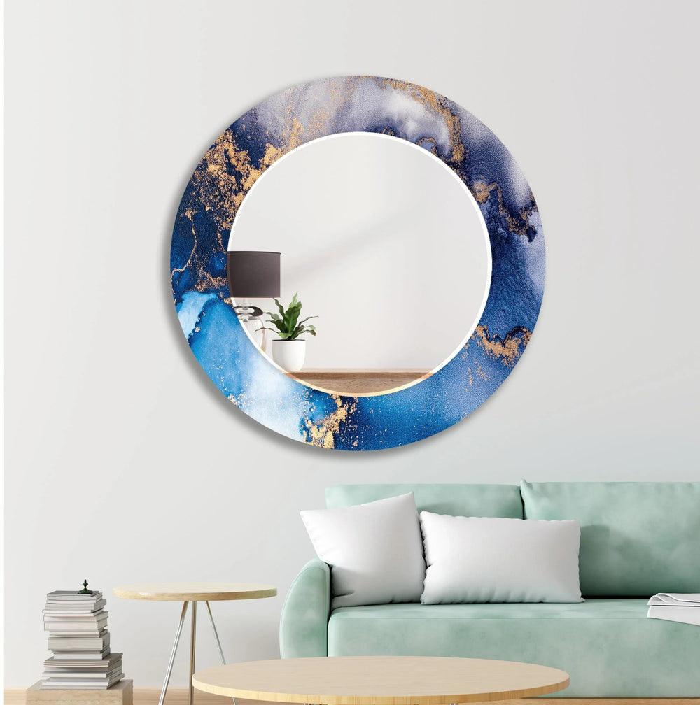 Blue Round Wall Mirror Blue Wall Mirror