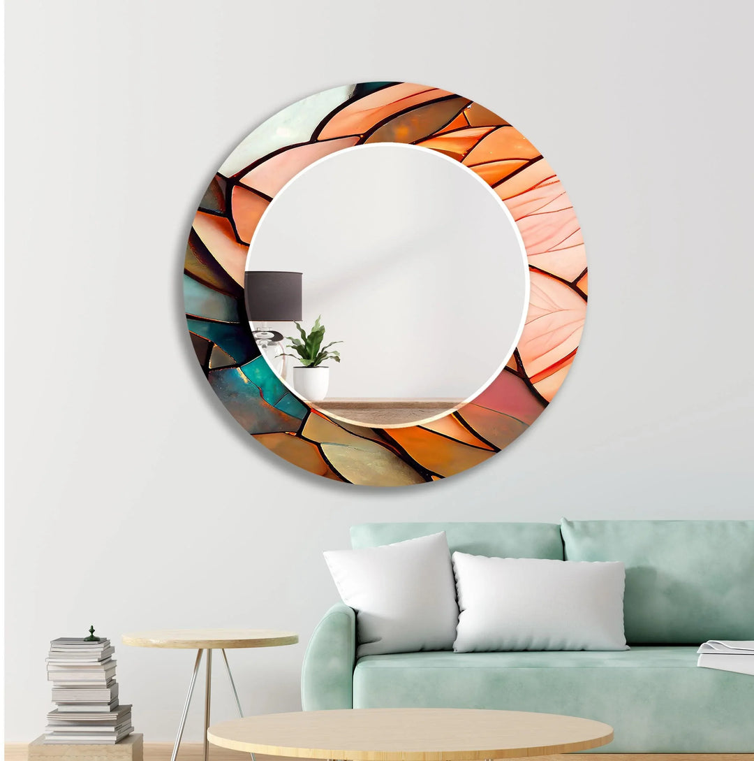 Pastel Colors Stained Wall Mirror Wood Mirror