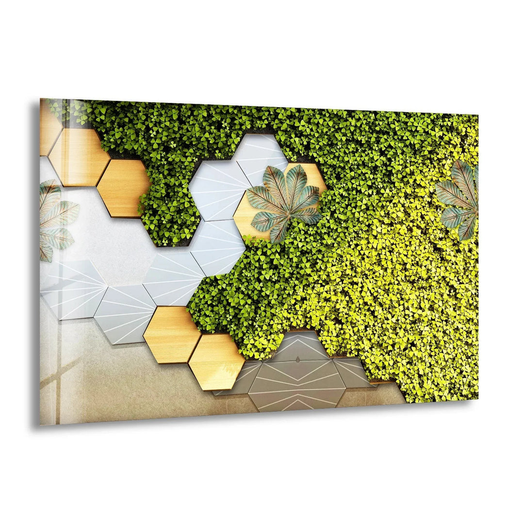 Beige Background With Moss Flower Glass Wall Art, print picture on glass, Tempered Glass Wall Art