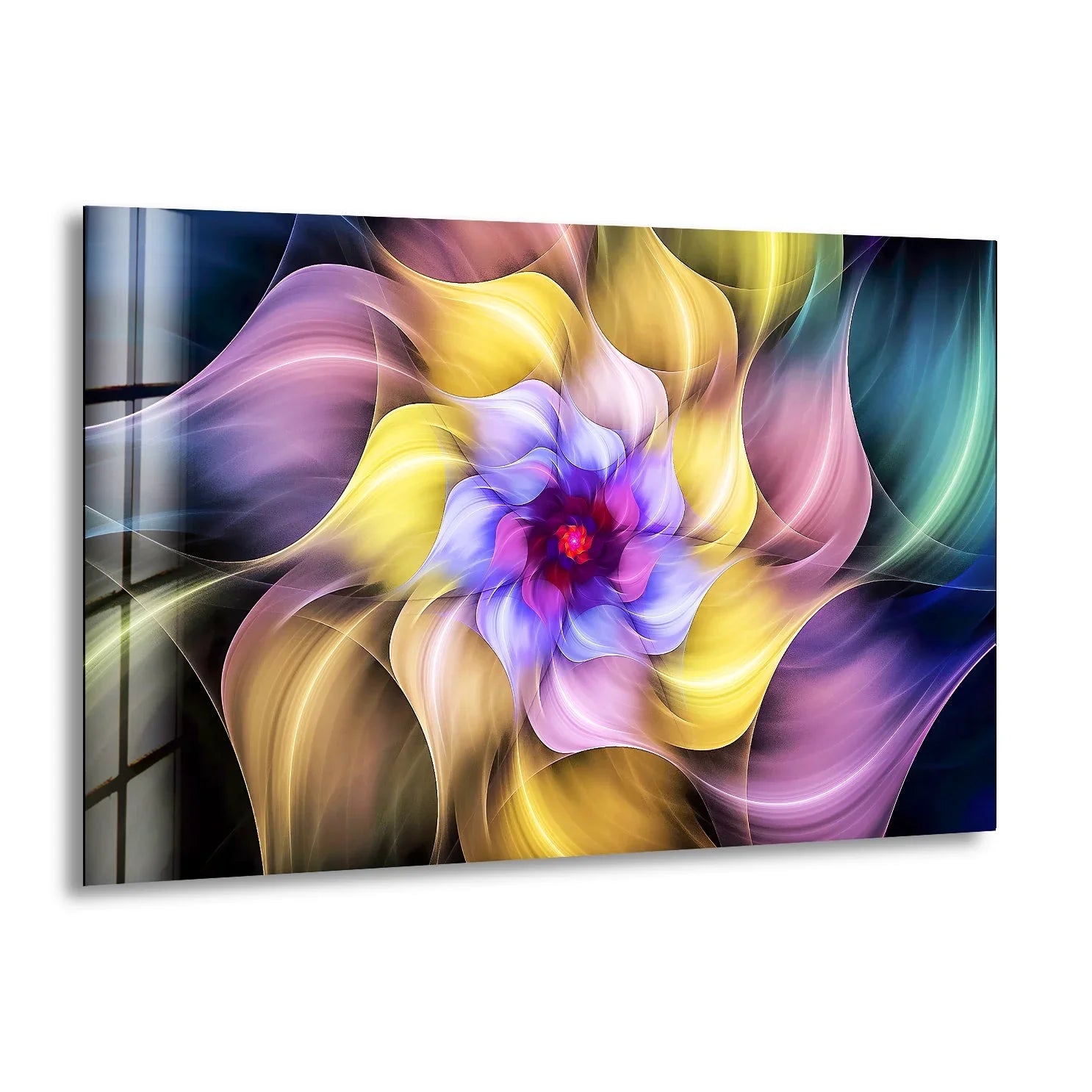 Fractal Colorful Flower Glass Wall Art – Vivid Elegance – MyPhotoStation