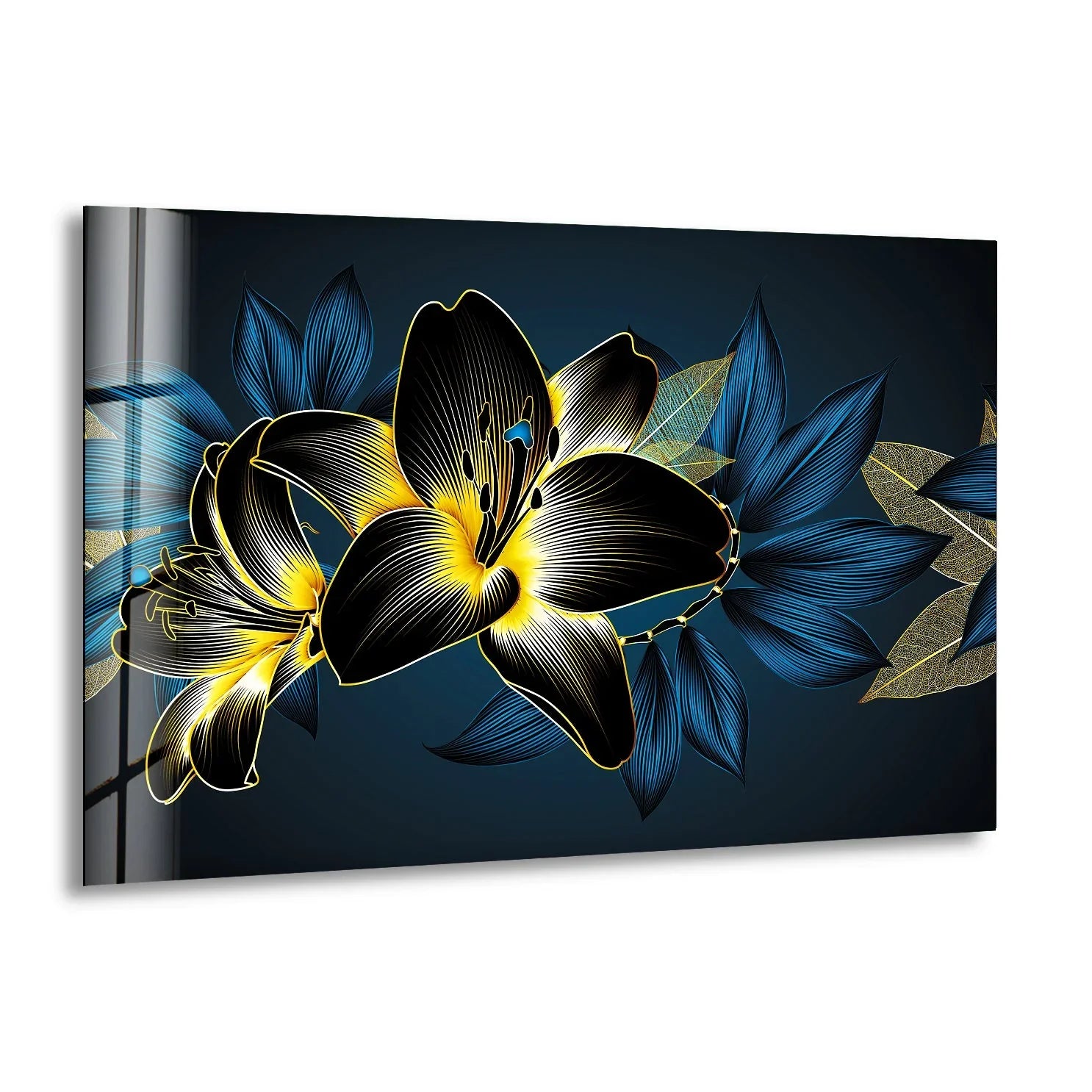 Vintage Luxury Floral Glass Wall Art – Bold Elegance – MyPhotoStation