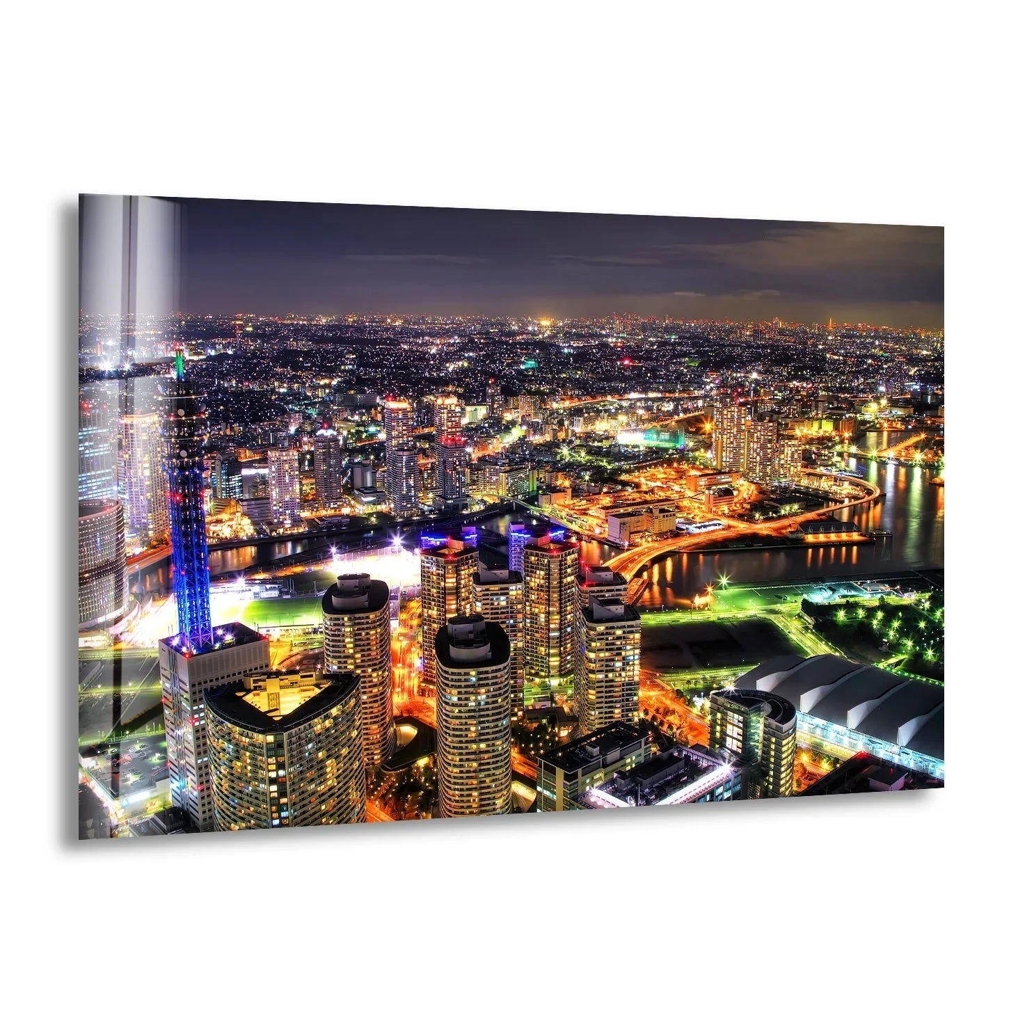 グラスアート 景色 Yokohama Landscape Glass Wall Art-Glass Wall Decor – MyPhotoStation