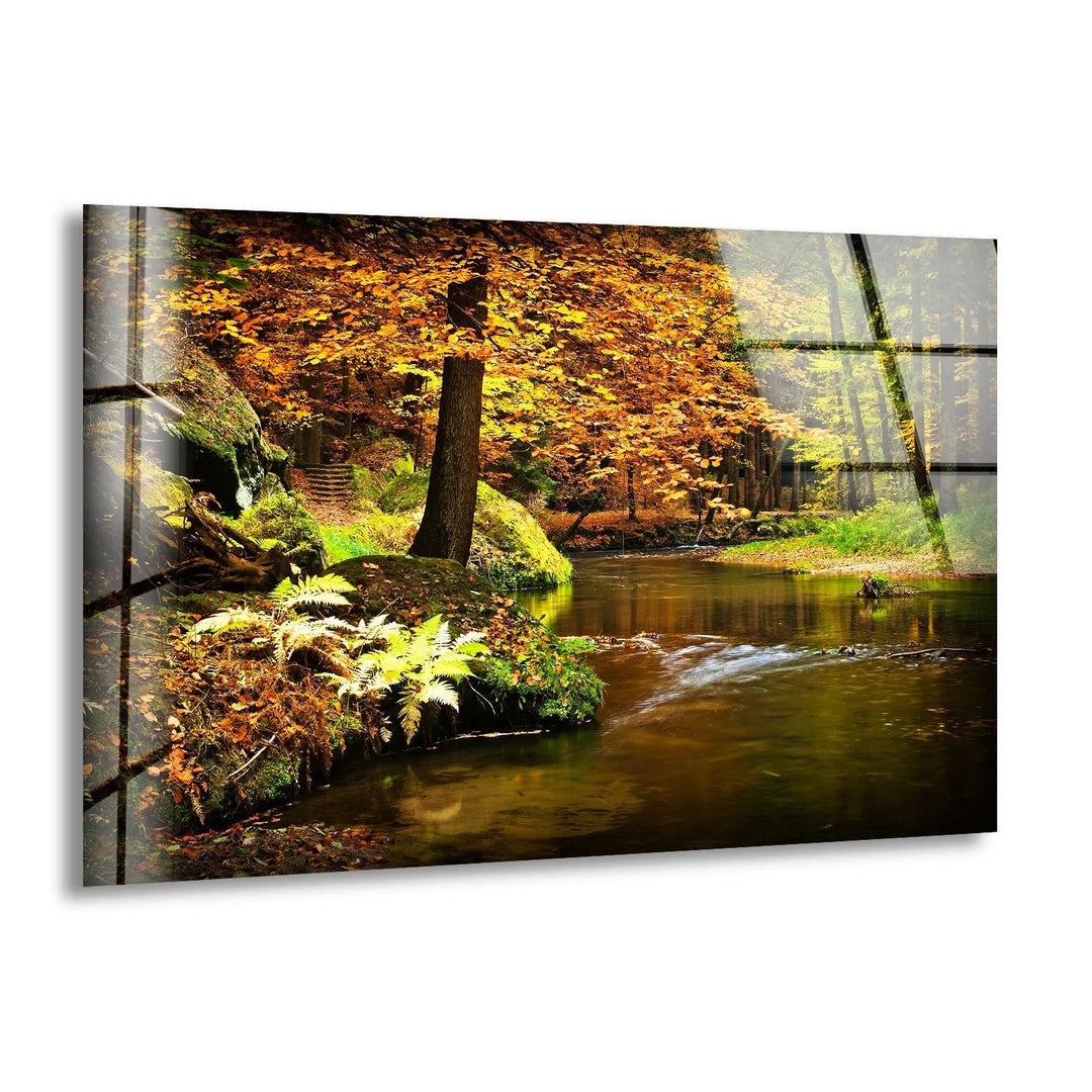 Landscape wall art of Lagoa do Fogo, showcasing crystal-clear blue waters and lush green surroundings.