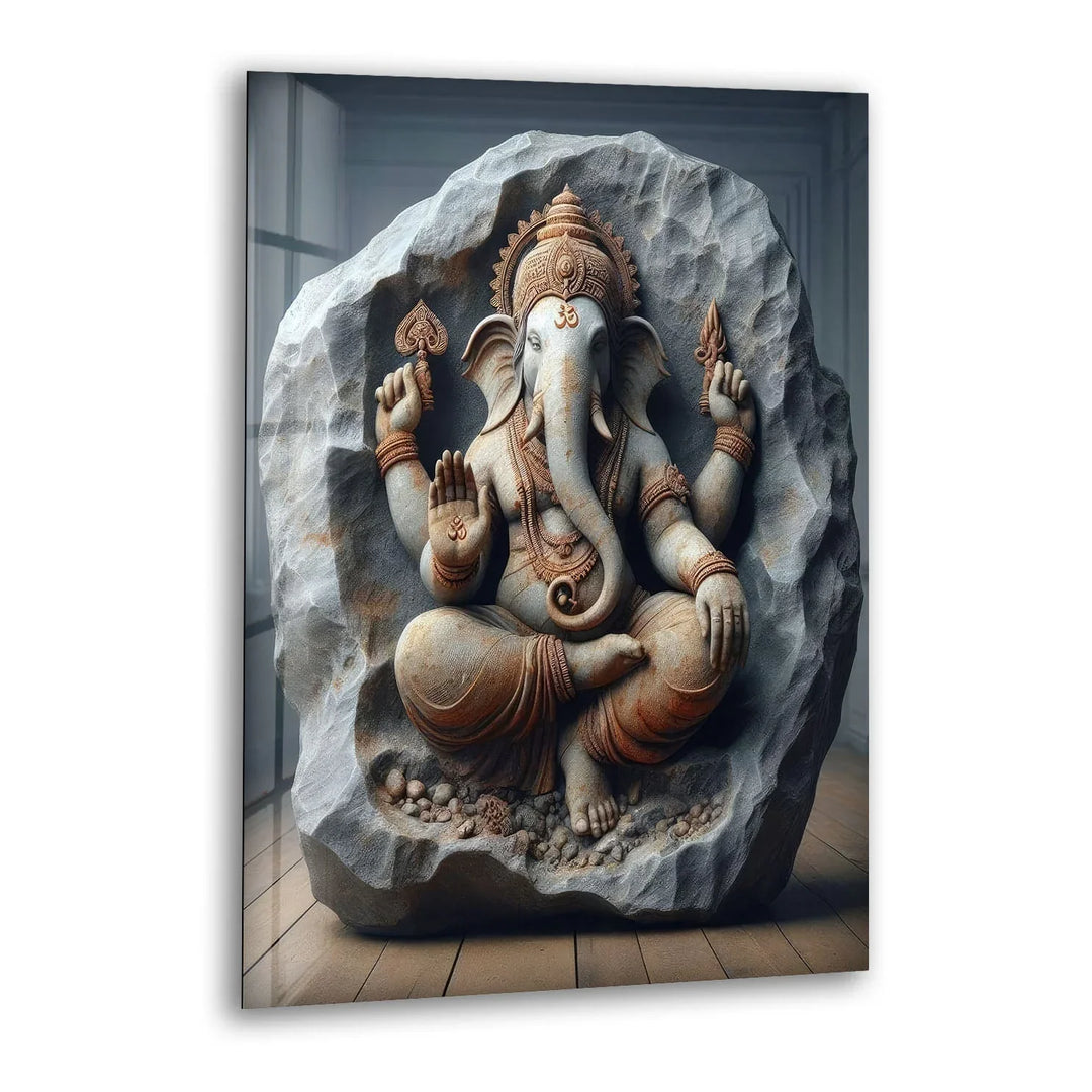 Buddha Sitting on Stone Glass Wall Art stained glass wall art, stained glass wall decor