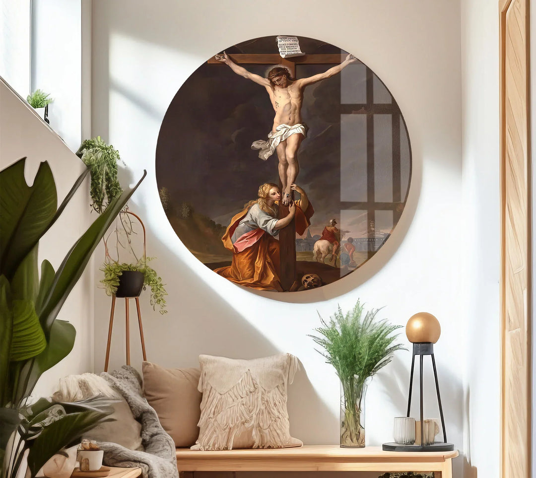 Jesus Crucifixion Wall Art – Religious Glass Print of Calvary Scene for Faith-Inspired Decor - MyPhotoStation
