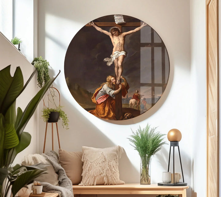 Jesus Crucifixion Wall Art – Religious Glass Print of Calvary Scene for Faith-Inspired Decor - MyPhotoStation