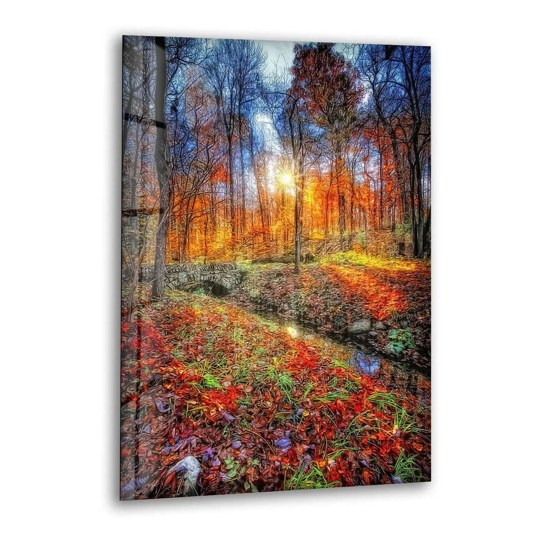 Autumn Forest Wall Art – Fall Foliage Glass Print, Colorful Nature Landscape Decor for Living Room & Office - MyPhotoStation