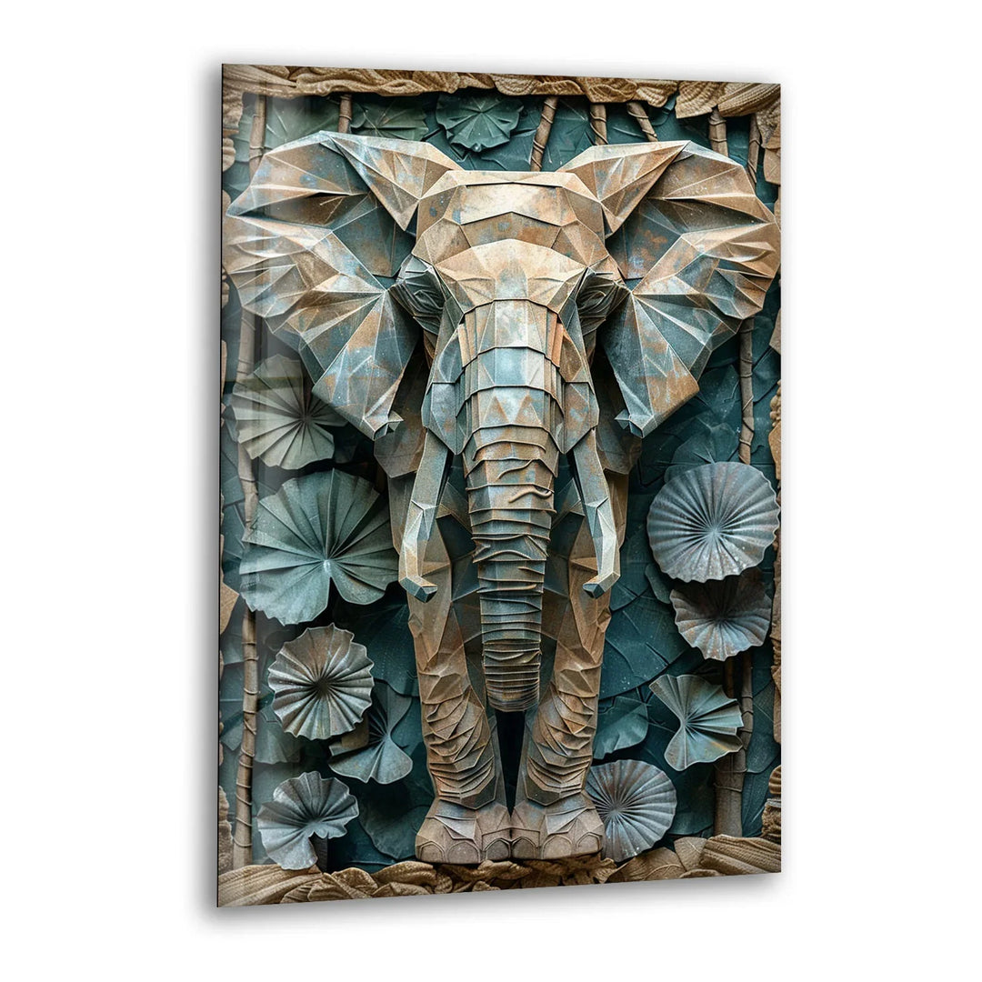 Stained Design Elephant Figure Glass Wall Art - MyPhotoStation