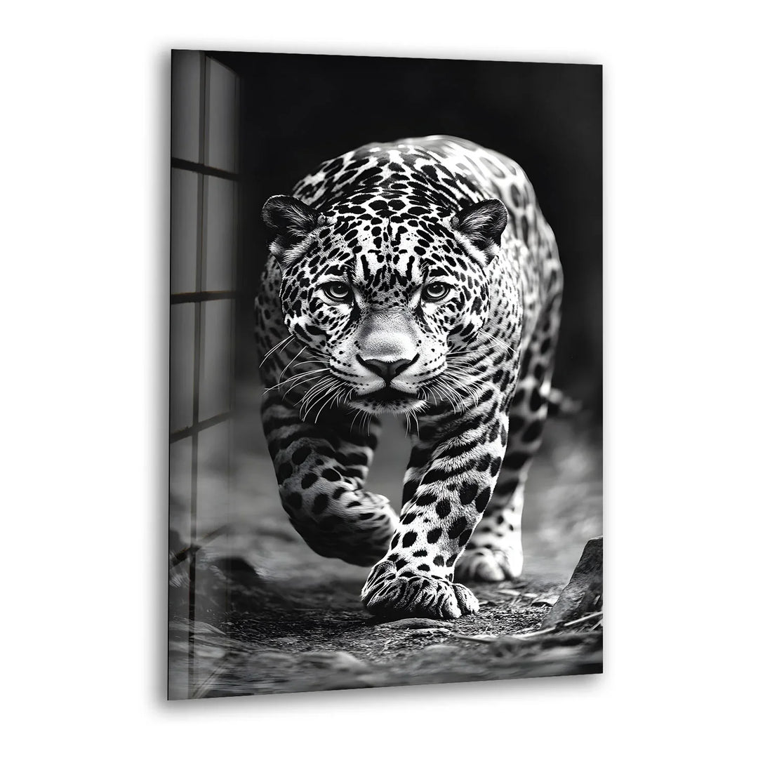 White & Black Leopard Glass Wall Art glass pictures for Wall, glass prints wall art