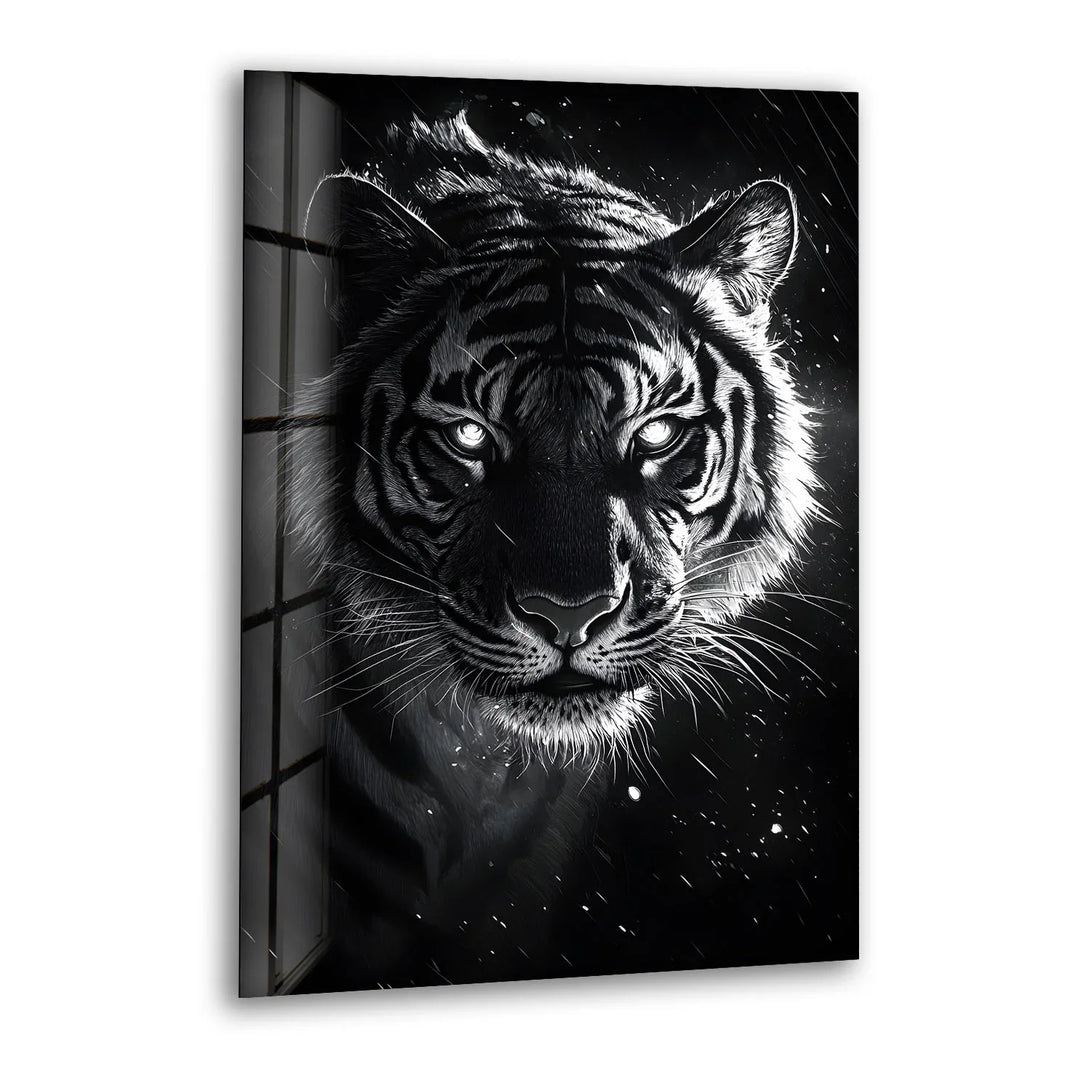 Black Tiger Glass Wall Art glass art painting, glass art for the Wall