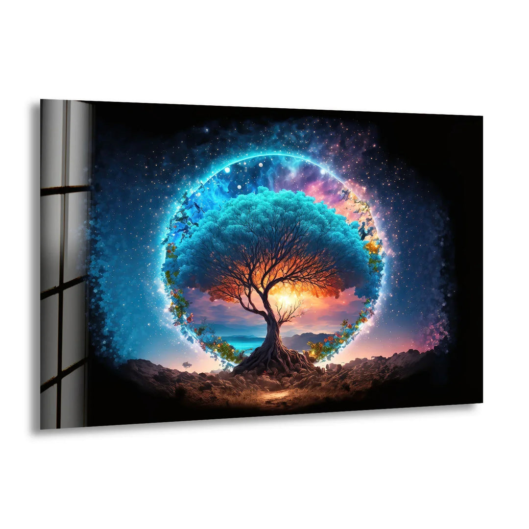 Celestial Tree of Life Wall Art – Mystical Cosmic Glass Wall Decor - MyPhotoStation