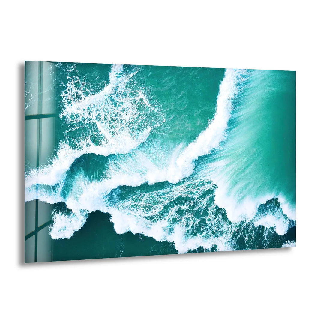 Ocean Wave Aerial Wall Art – Turquoise Sea Glass Print for Modern Decor - MyPhotoStation