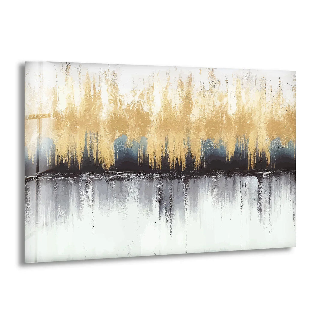 Modern Abstract Forest Wall Art – Neutral Gold Glass Print Decor - MyPhotoStation