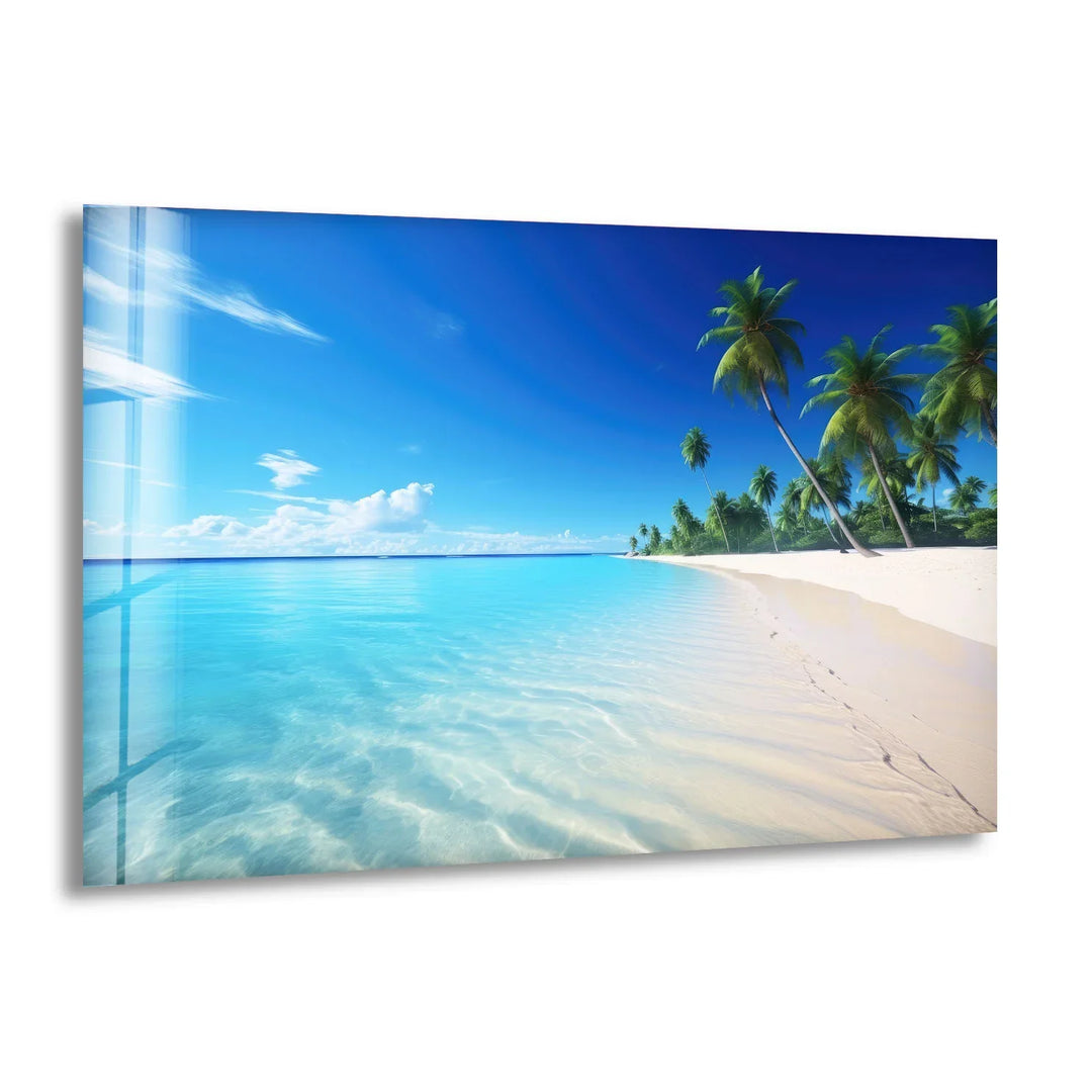 Tropical Beach Paradise Wall Art – Crystal Clear Ocean Glass Print Decor - MyPhotoStation