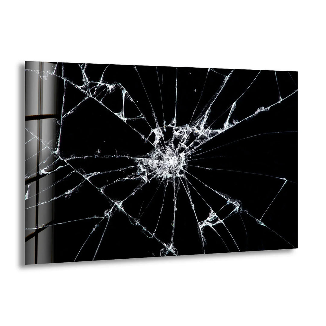 Cracked Glass Wall Art – Modern Abstract Print in Black & White - MyPhotoStation