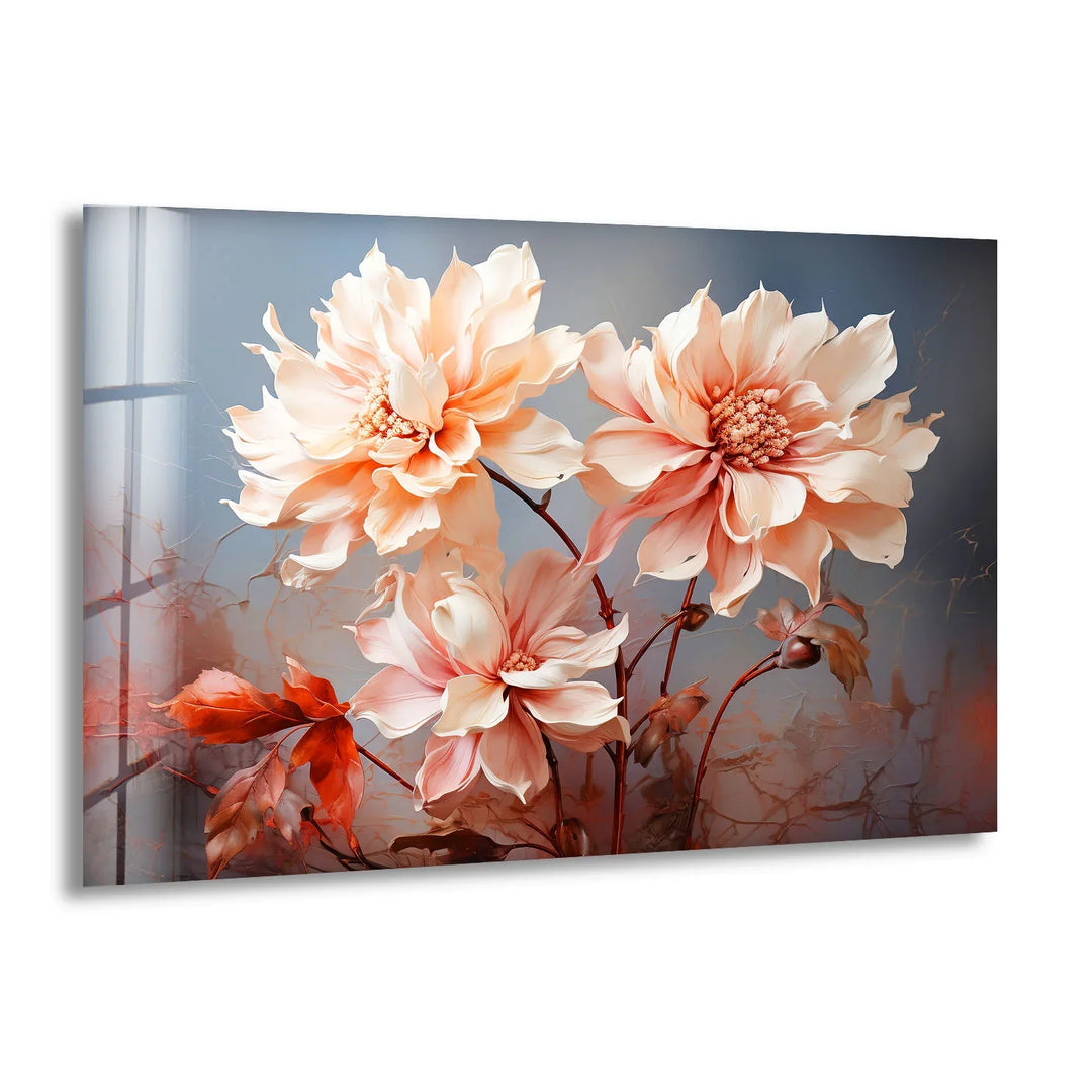 Blush Dahlia Floral Wall Art – Elegant Glass Flower Wall Decor - MyPhotoStation