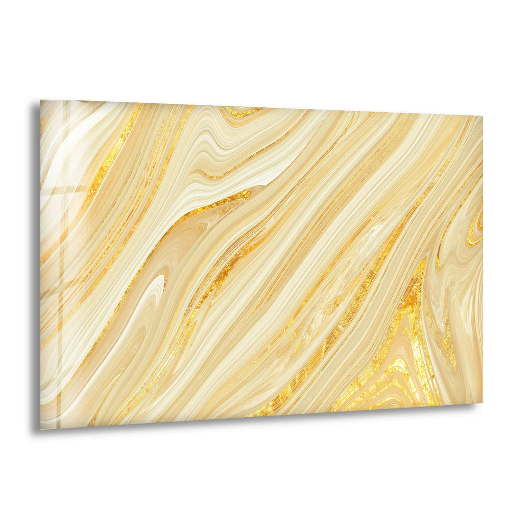 Golden Swirl Wall Art – Abstract Marble Glass Print for Luxe Spaces - MyPhotoStation