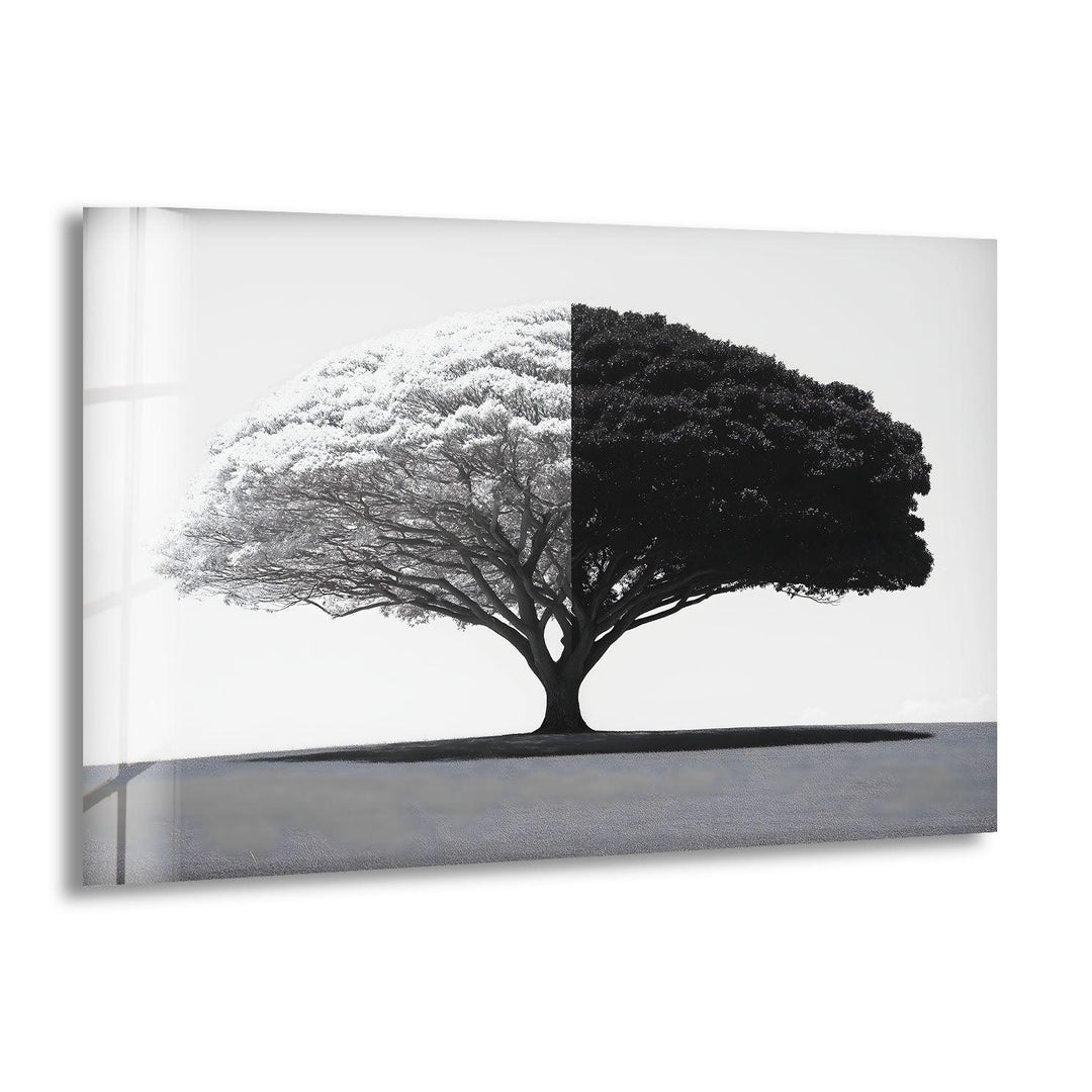 Black and White Tree Glass Wall Art glass pictures for Wall, glass prints wall art