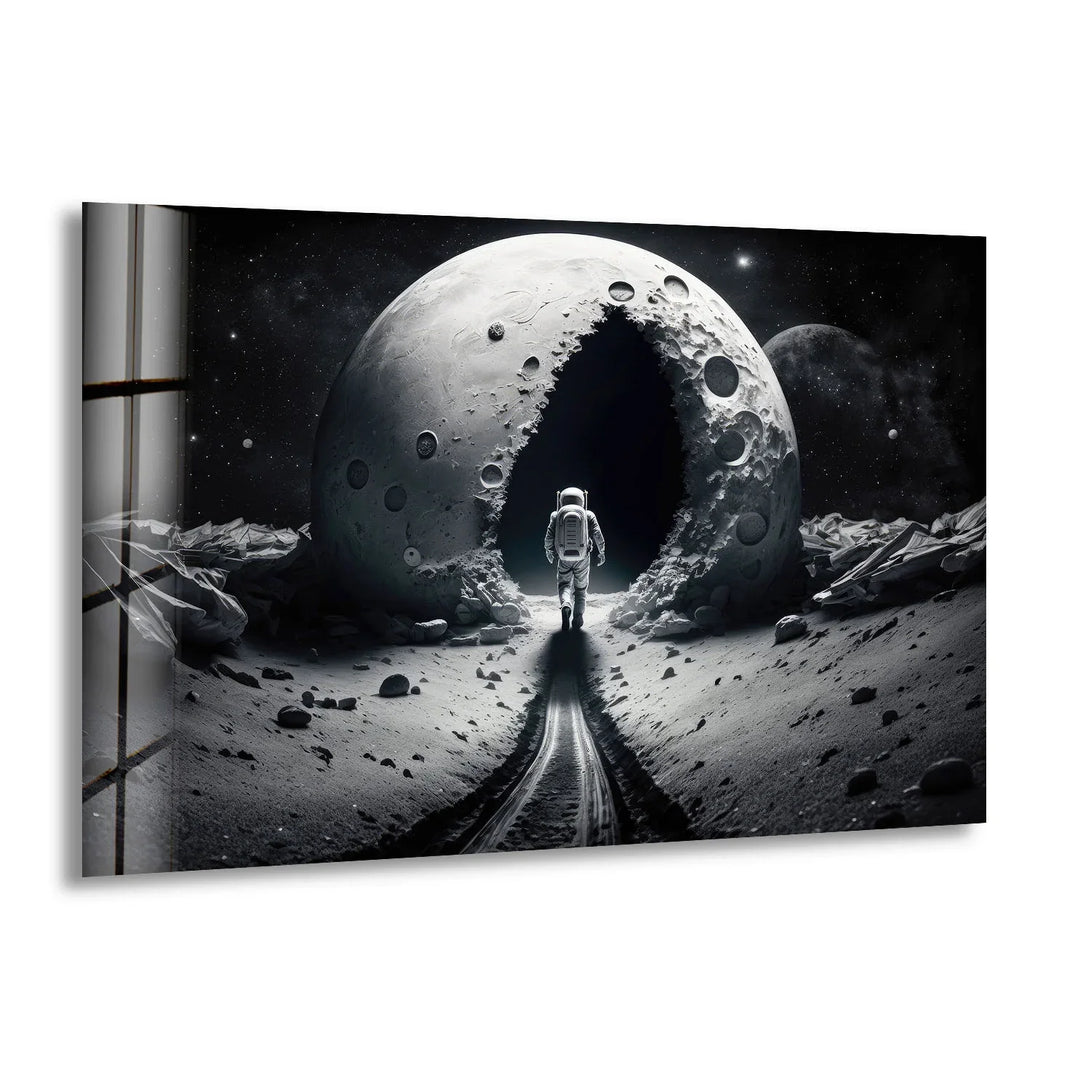Astronaut Moonwalk Wall Art – Surreal Space Glass Print - MyPhotoStation
