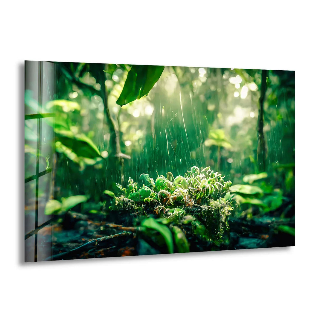 Lush Rainforest Glass Wall Art – Tranquil Greenery & Nature Serenity - MyPhotoStation