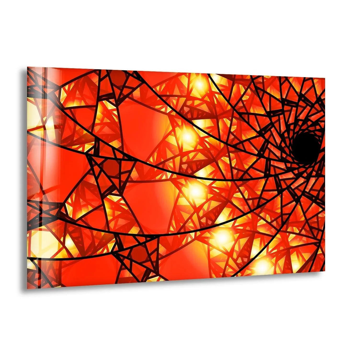 Red Stained Floral Glass Wall Art – Bold Abstract Design – MyPhotoStation