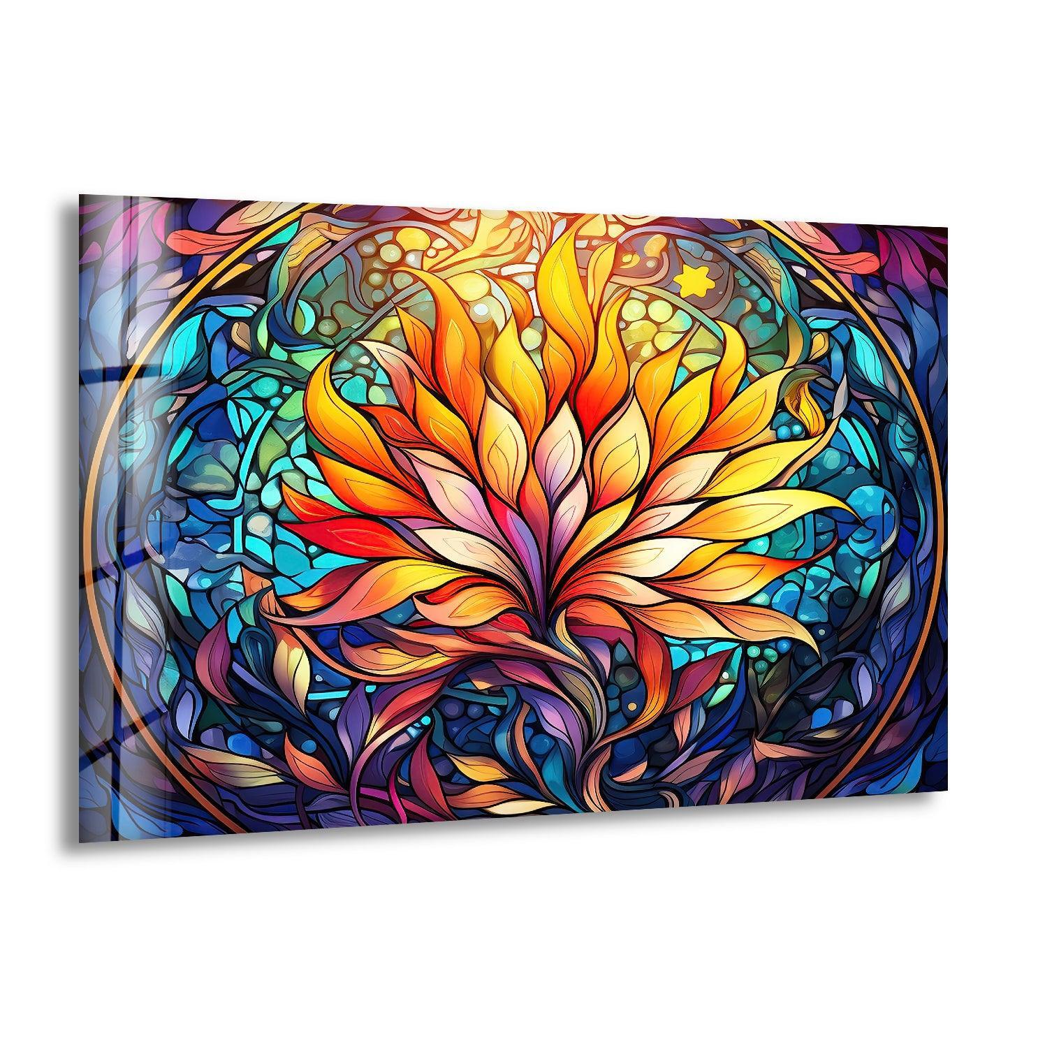 Stained Colored Lotus Wall Art – Elegant Bathroom Decor – MyPhotoStation