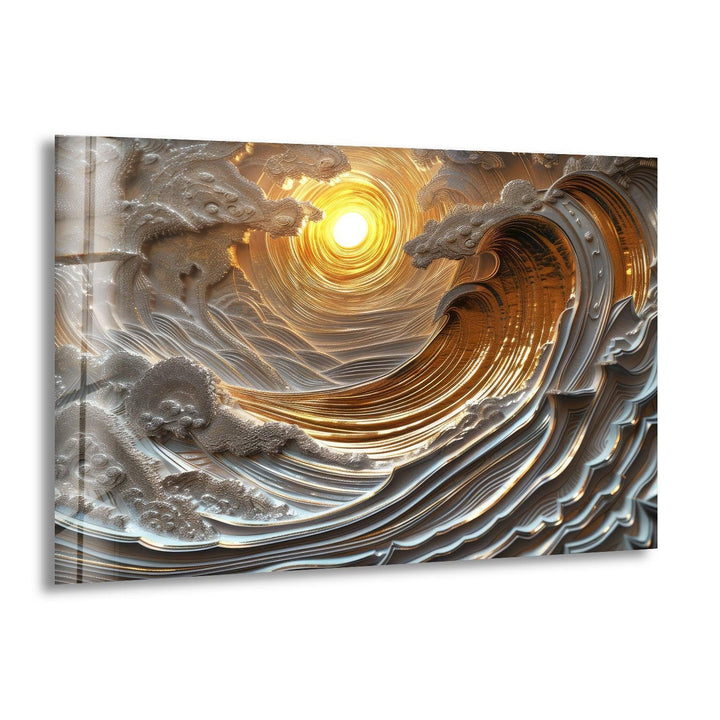 Sunset Abstract Painting Glass Wall Art - MyPhotoStation