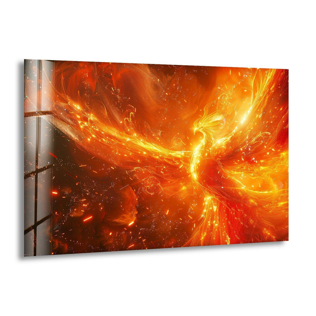Fire Phoenix Glass Wall Art large glass photo prints, glass wall photos