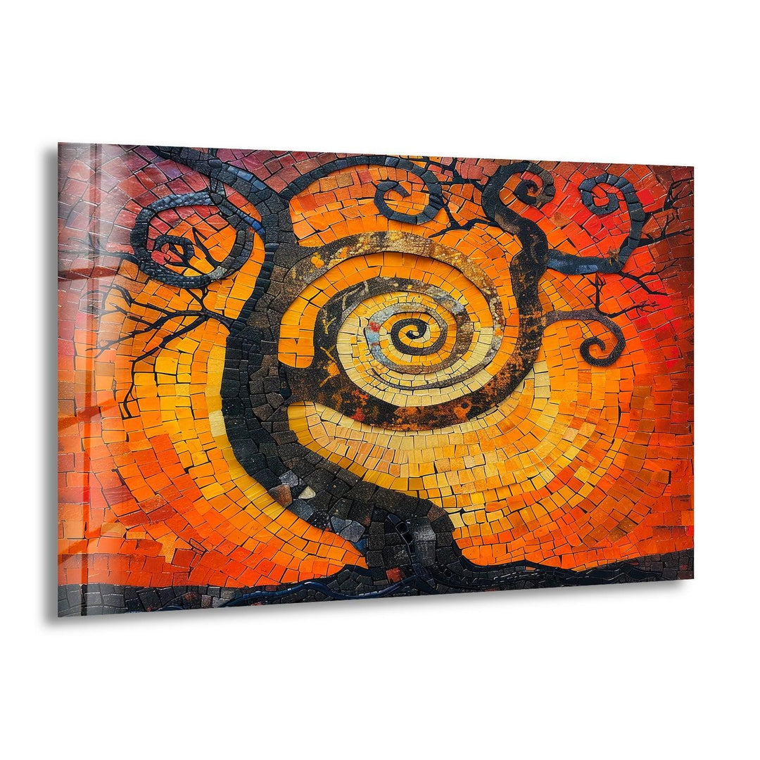 Orange Sunset with Life of Tree Glass Wall Art - MyPhotoStation