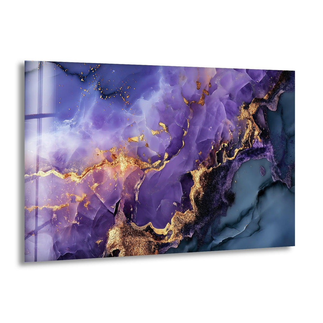 Lilac Purple with Gold Alcohol ink Glass Wall Art - MyPhotoStation