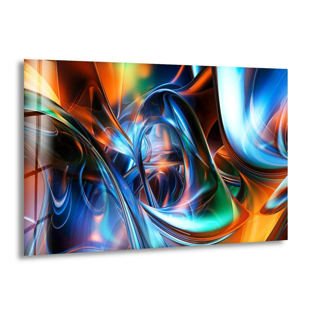Blue Digital Fractal Artwork Glass Wall Art glass wall decor, glass wall art decor