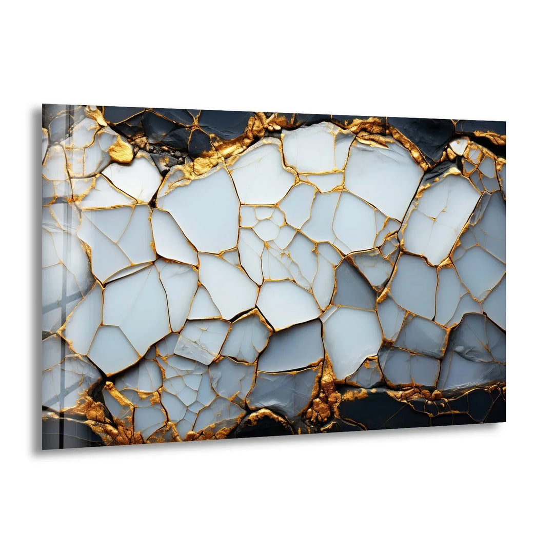Marble with Gold Veins Glass Wall Art - MyPhotoStation