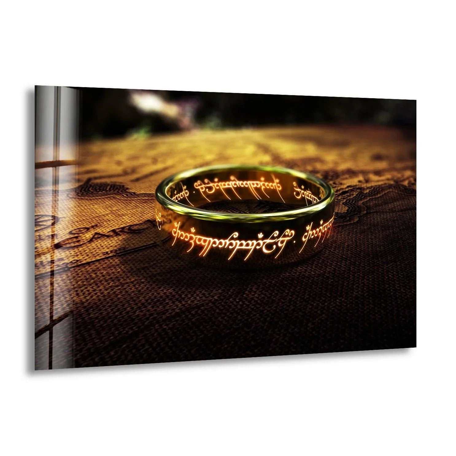 Golden Fantasy Ring Glass Wall Art glass image printing, glass prints from photos
