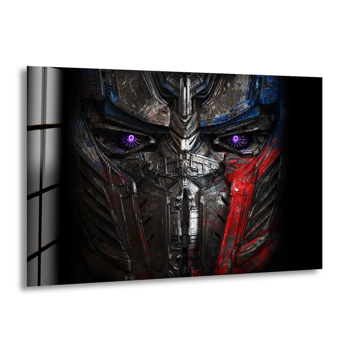 Futuristic Warrior Face Glass Wall Art