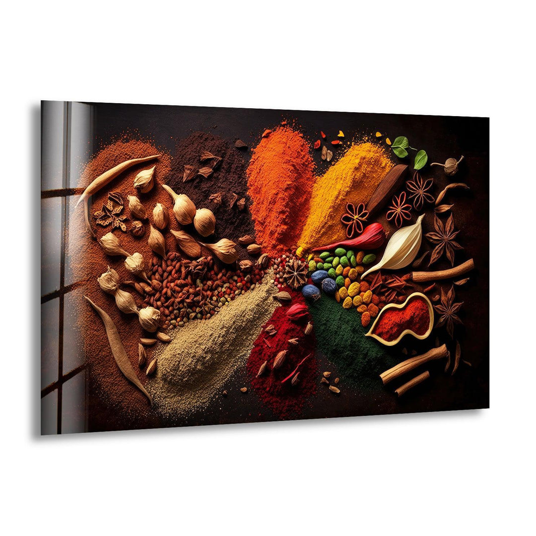 Dried Spices Glass Wall Art, print picture on glass,Tempered Glass Wall Art