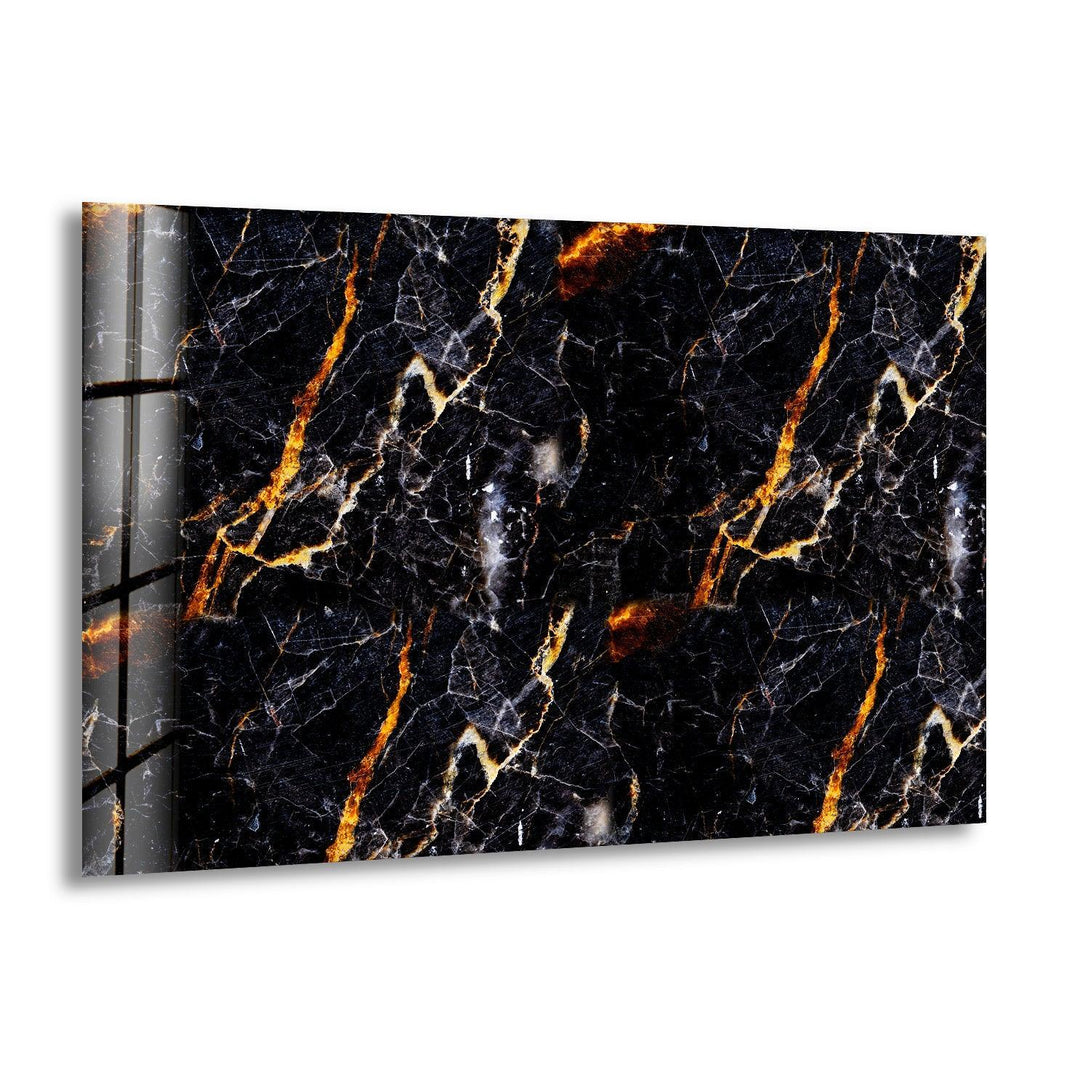 Black & Orange Marble Abstract Glass Wall Art glass image printing, glass prints from photos