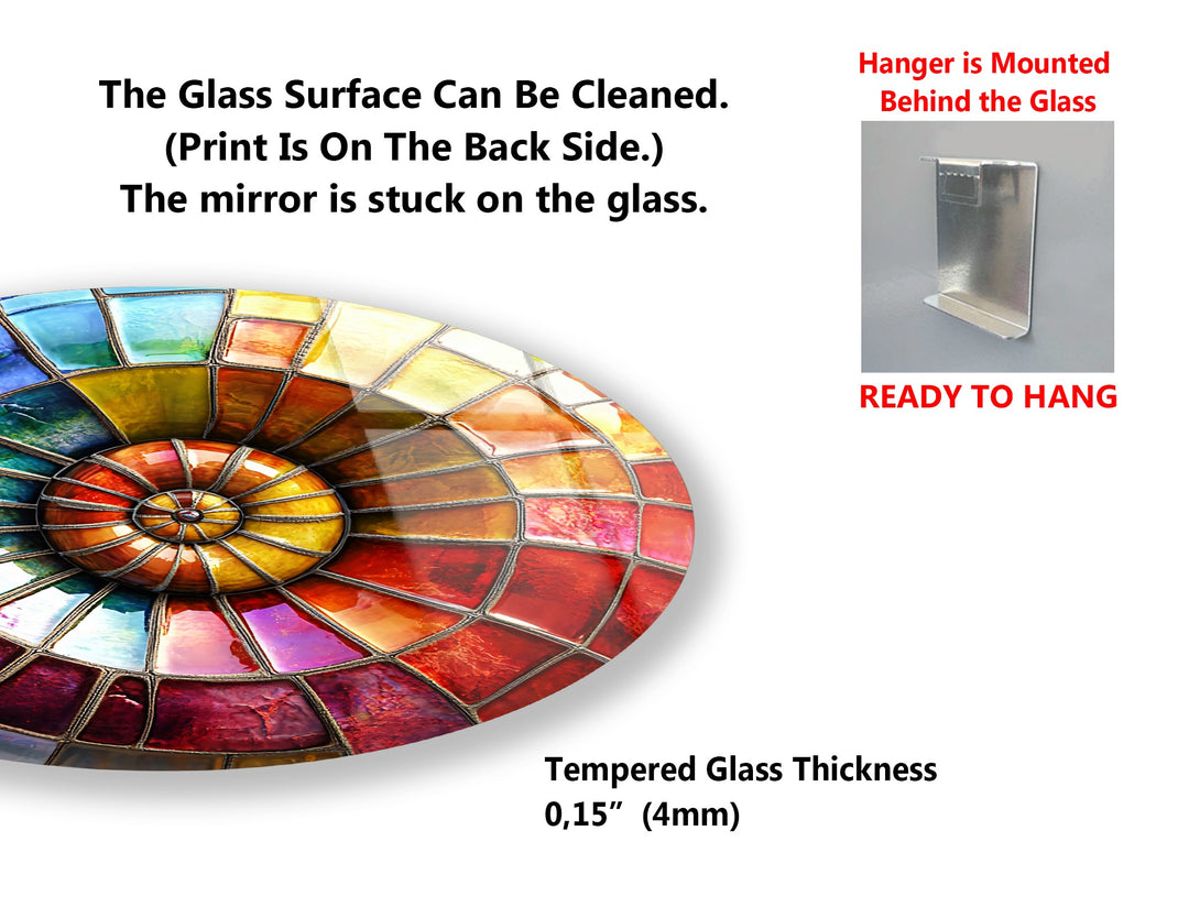 Radiant Spectrum – Colorful Mosaic Round Glass Wall Art Set