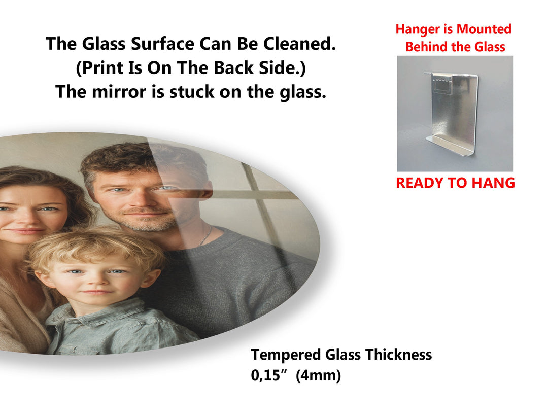 Personalized Family Photo Round Glass Wall Art Set – Custom Modern Design