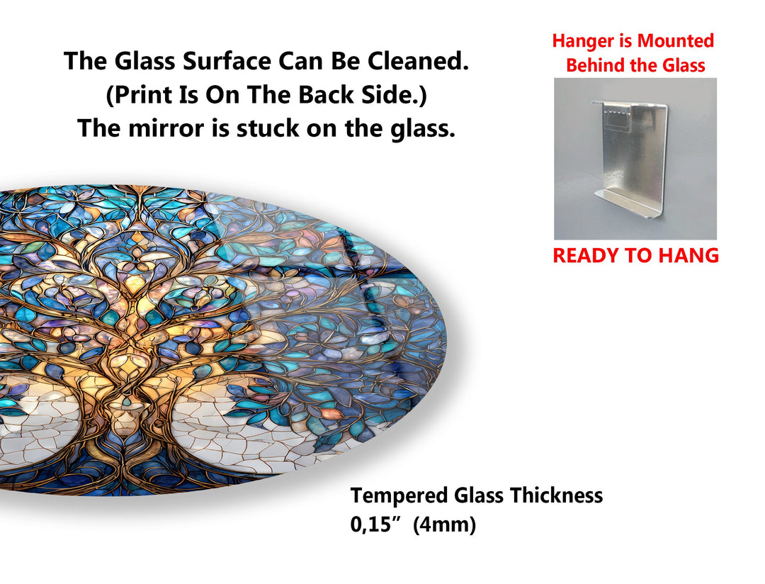 Golden Harmony Trees – Round Glass Wall Art Set