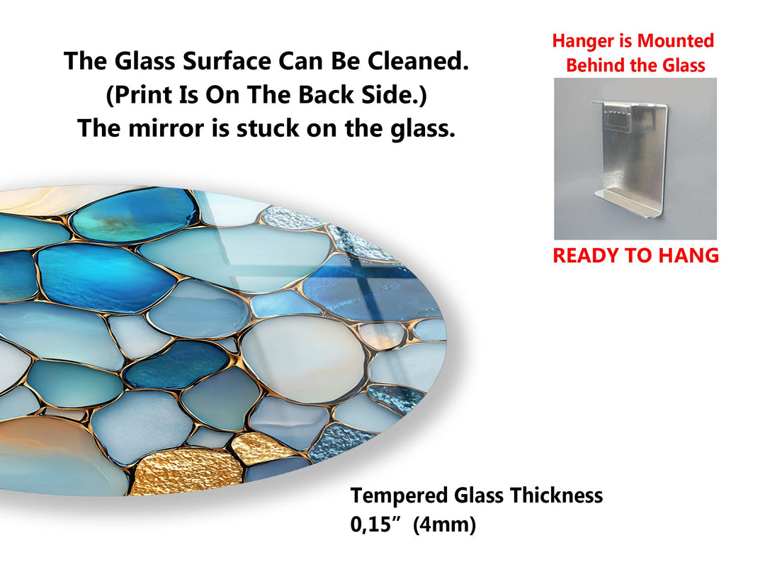 Serene Glow – Ocean Pebble Mosaic Round Glass Wall Art Set