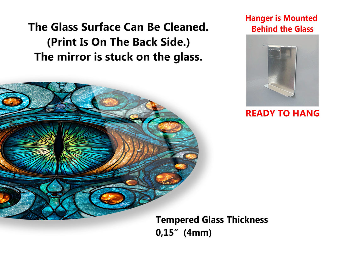 Mystic Vision Trio – Blue Evil Eye Mosaic Round Glass Wall Art Set