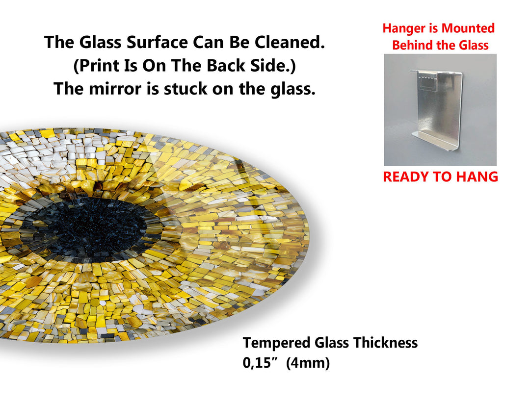 Azure Harmony Trio – Evil Eye Mosaic Round Glass Wall Art Set