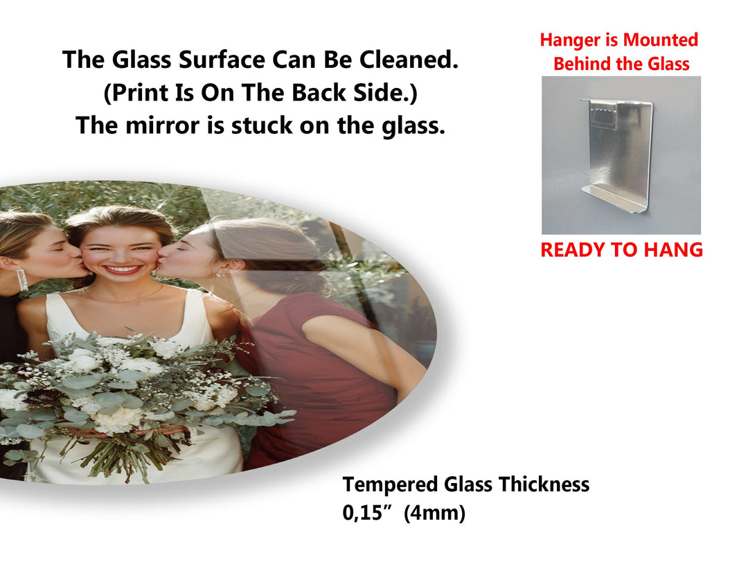Custom Wedding & Family Round Glass Wall Art Set – Personalized Elegance