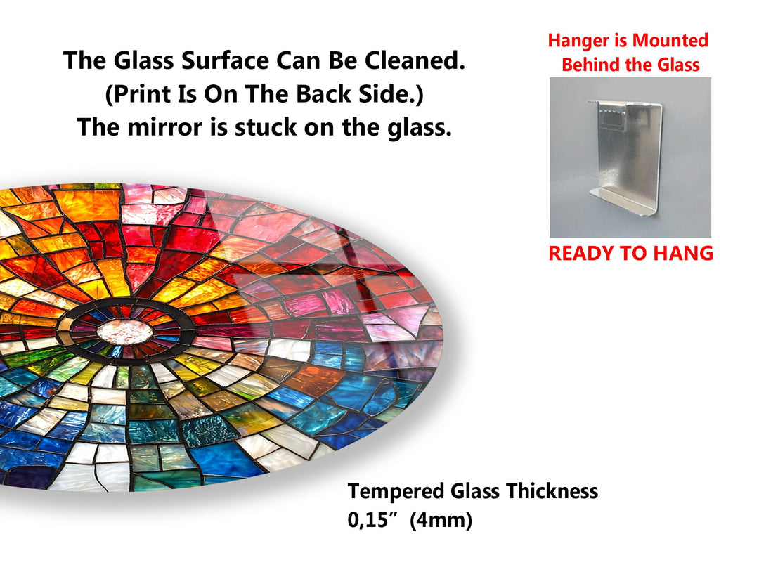 Radiant Spectrum – Color Burst Mosaic Round Glass Wall Art Set