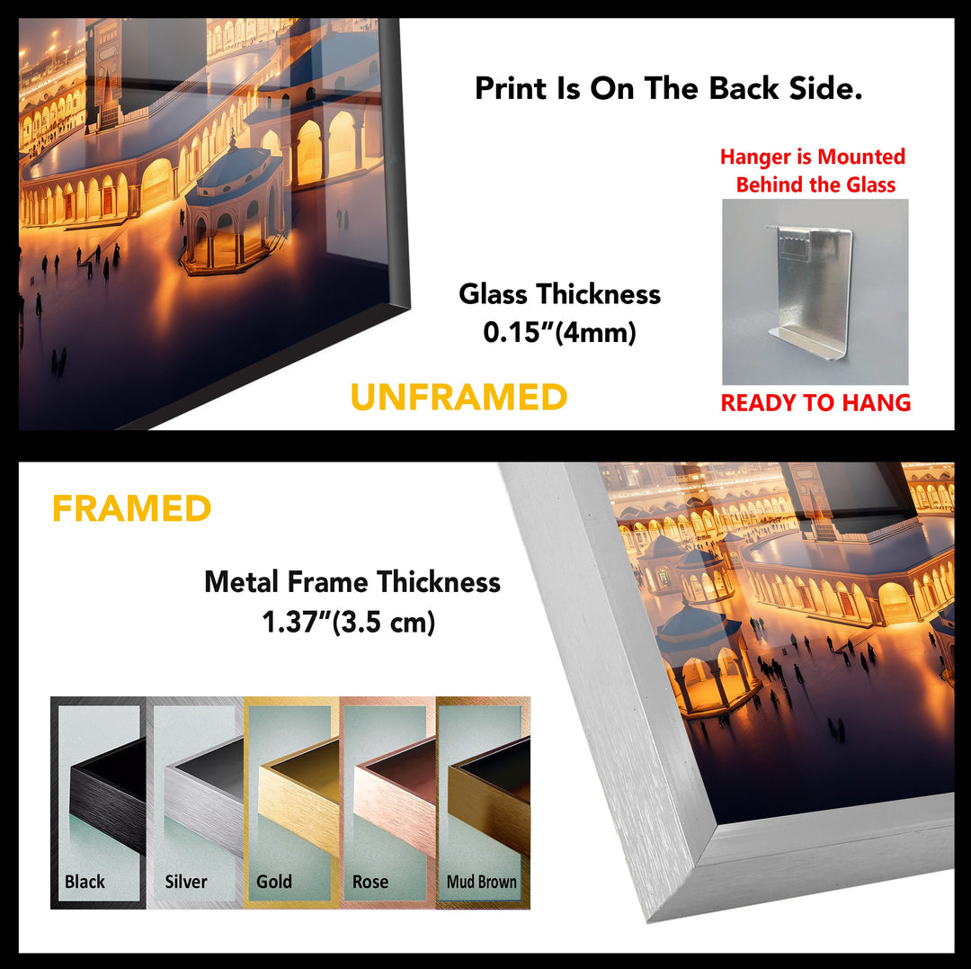 Golden Tranquility – Kaaba Mecca Islamic Glass Wall Art
