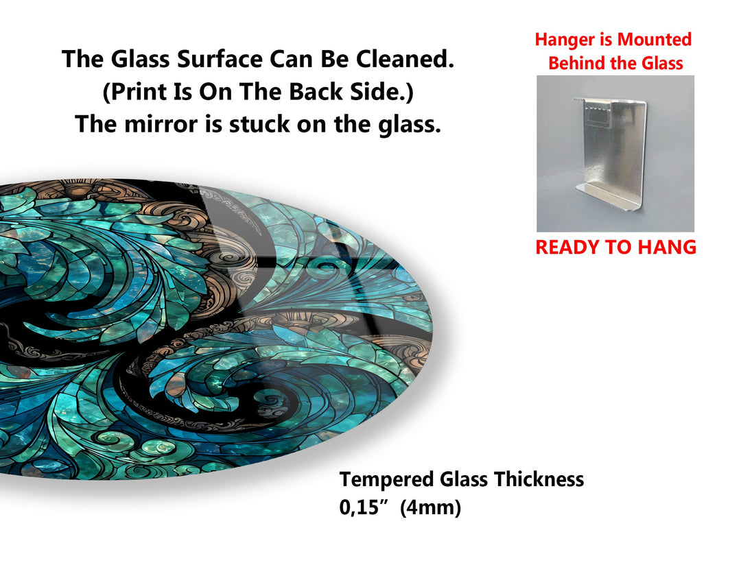 Ocean Harmony Quartet – Abstract Swirl Mosaic Round Glass Wall Art Set