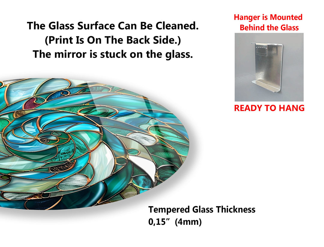 Aqua Spiral Essence – Abstract Ocean Mosaic Round Glass Wall Art Set