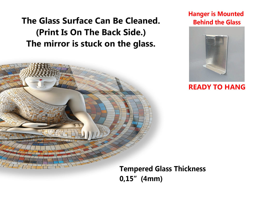 Tranquil Enlightenment – Buddha Mandala Round Glass Wall Art Set