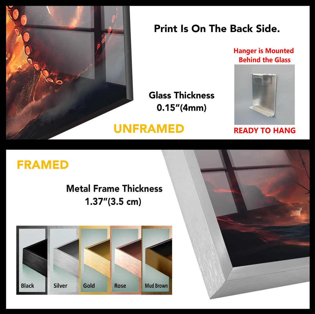 Kraken On Sea Glass Wall Art - MyPhotoStation